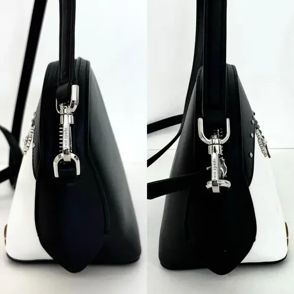 Kate Spade Penguin Crossbody Bag Dome Leather Black/White Novelty Purse - Picture 10 of 14